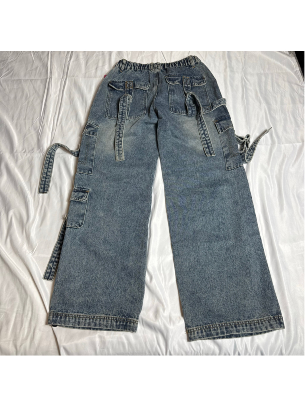J For Justify Women's Wide Leg Cargo Jeans Size 3 Blue - Picture 5 of 7